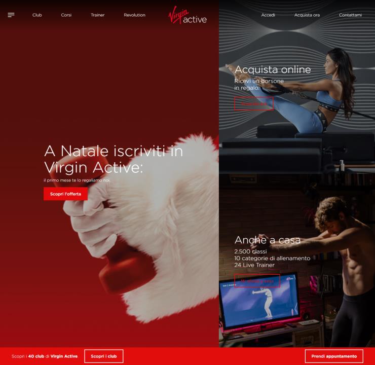 Virgin Active:  2.0 web site
